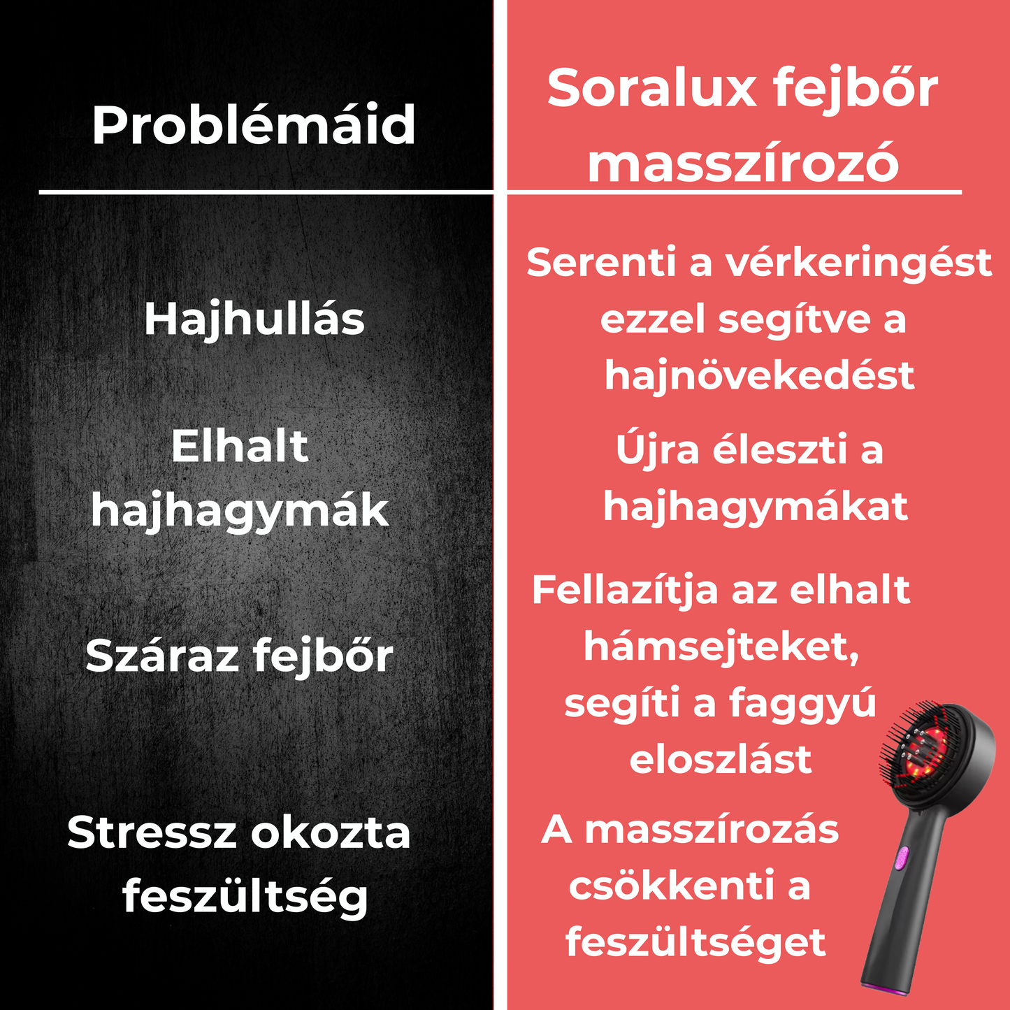 Soralux-Fejbőr masszírozó hajhullás ellen